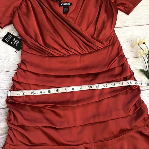 EXPRESS Satin Ruched Mini Dress - Picture 12 of 16